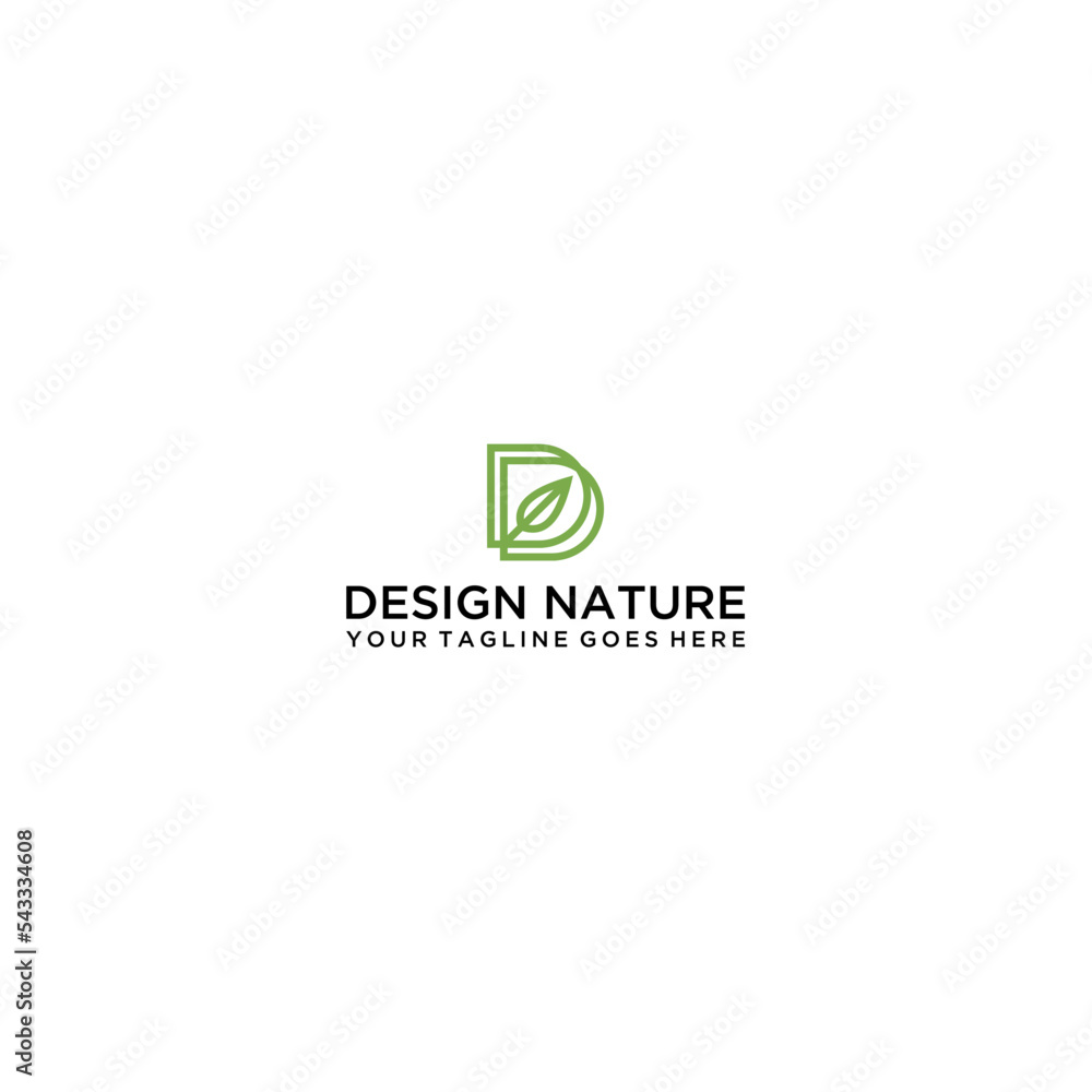 D logo initial letter design template vector with leaf combination D logo initial letter design template vector with leaf combination