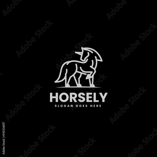 Vector Logo Illustration Horse Line Art Style.