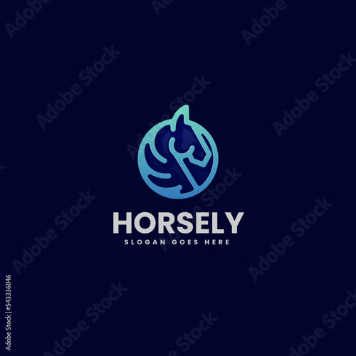 Vector Logo Illustration Horse Gradient Line Art Style.