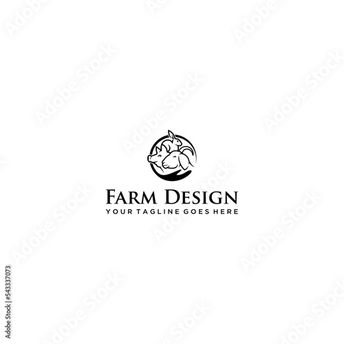 Farm Animals Logo Design Vector Template