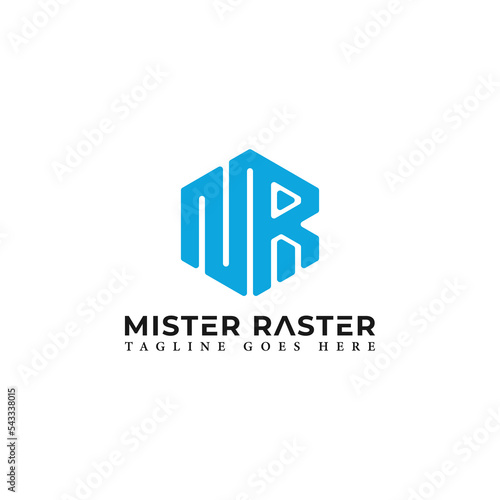 Abstract initial letter MR or RM logo in blue color isolated in white background applied for graphic design service logo also suitable for the brands or companies have initial name RM or MR.