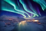 Northern lights over a smal town in the Norwegian mountains.
