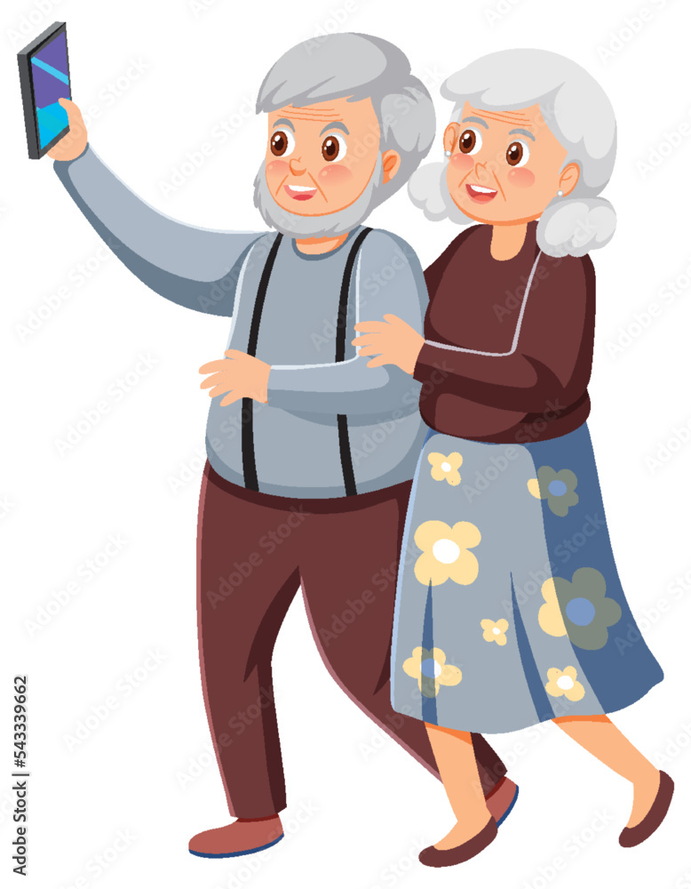 Elderly couple taking a selfie
