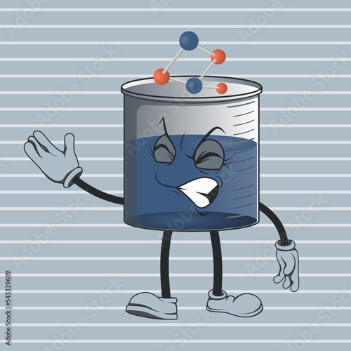 flat beaker cartoon character with happy facial expression
