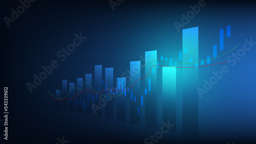 Economy situation concept. financial business statistics with candlestick chart show stock market