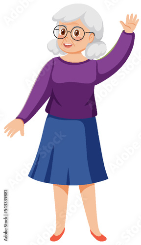 Senior woman waving hand