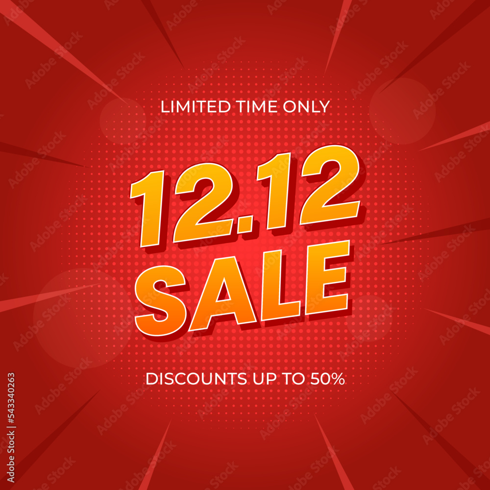 Gradient 12.12 Sale Online Shopping Background Template for Social Media Post