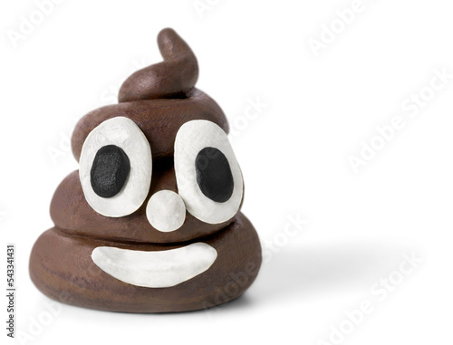 Art emoticon brown poop with eyes and mouth photo