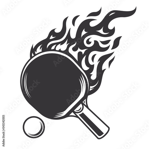 table tennis fire logosilhouette. Ping pong club Line art logos or icons. vector illustration.