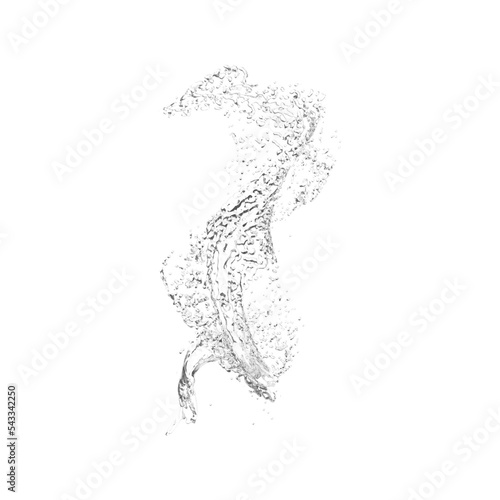 Water splashes with blue liquid waves with swirls and drops a realistic