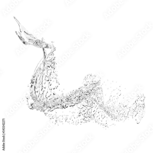 Water splashes with blue liquid waves with swirls and drops a realistic