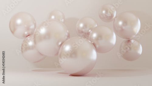 A pink ball foat in the air Minimal style Cosmetic background product stand presentation 3d rendering photo