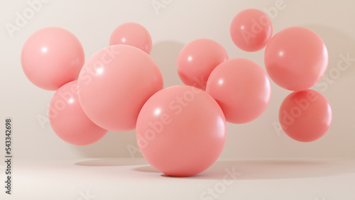 A pink ball foat in the air Minimal style Cosmetic background product stand presentation 3d rendering