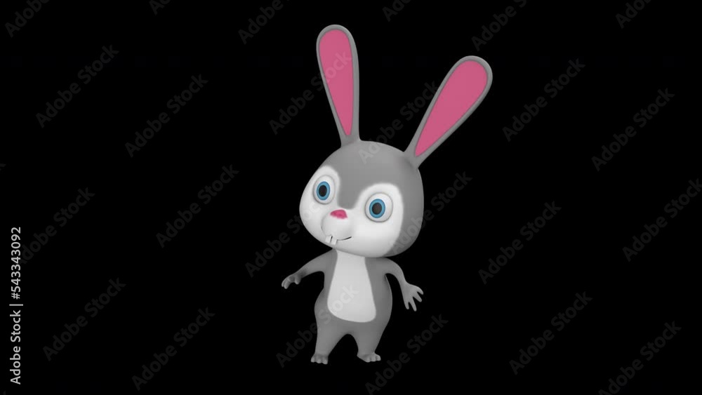 Cartoon Rabbit looped dance - 3d render looped with alpha channel. Cartoon Rabbit looped dance - 3d render looped with alpha channel.