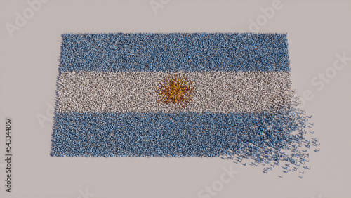 Argentine Flag formed from a Crowd of People. Banner of Argentina on White. photo