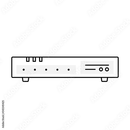 Network connectivity device, router or firewall clip art. Monochrome outline style.