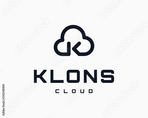 Letter K Cloud Computing Network Technology Storage Database Server Simple Modern Vector Logo Design