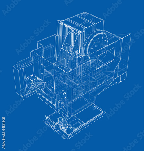 Metalworking CNC milling machine. Vector