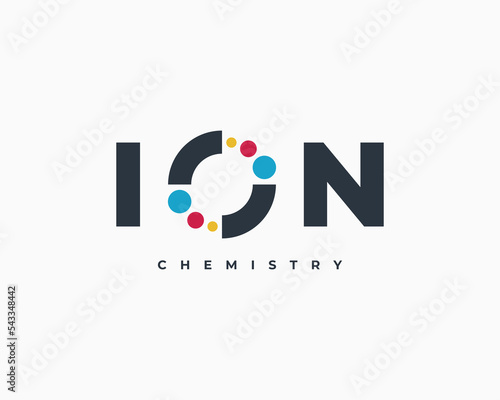 Ion Chemistry Atom Science Molecule Chemical Research Typography Lettering Vector Logo Design