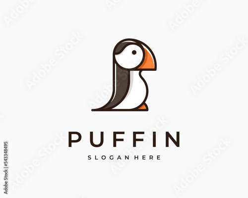 Puffin Bird Seabird Cute Mascot Cartoon Illustration Vector Logo Design