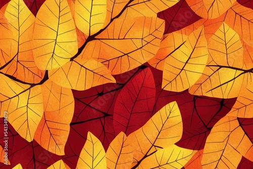 seamless autumn pattern with leaves. background, wallpaper. print for fabric, wrapping paper.yellow,brown color