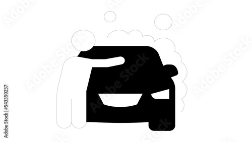 illustration of a man washing car