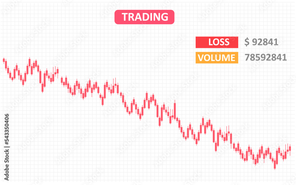 Stock exchange trading growth graph showing loss vector illustration Stock exchange trading growth graph showing loss vector illustration