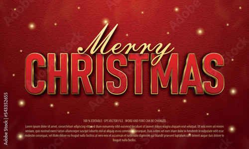 Merry christmas text effect template with 3d style
