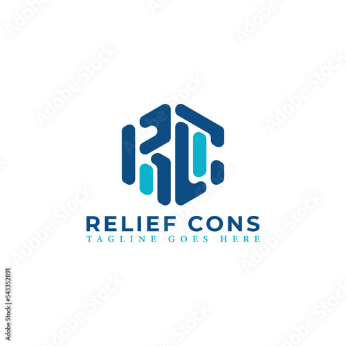 Abstract initial letter RC or CR logo in blue color isolated in white background applied for construction company logo also suitable for the brands or companies have initial name CR or RC.
