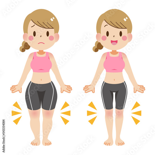 太い脚に悩む女性と脚痩せに成功した女性