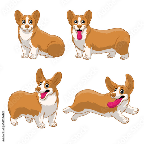 set of corgi dog cartoon in various pose
