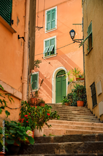 Old terracotta houses in Old Town, Villefranche sur Mer, South of France © SvetlanaSF