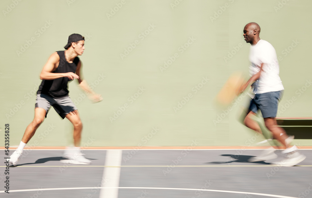 Basketball, team and blur motion for training on court, playing or have fun for game day in summer. Sports, players or practice for match, wellness or health for collaboration, tournament and outdoor