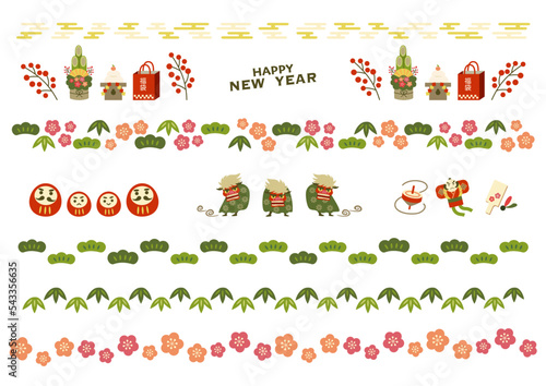 新年のイラスト飾り罫セット