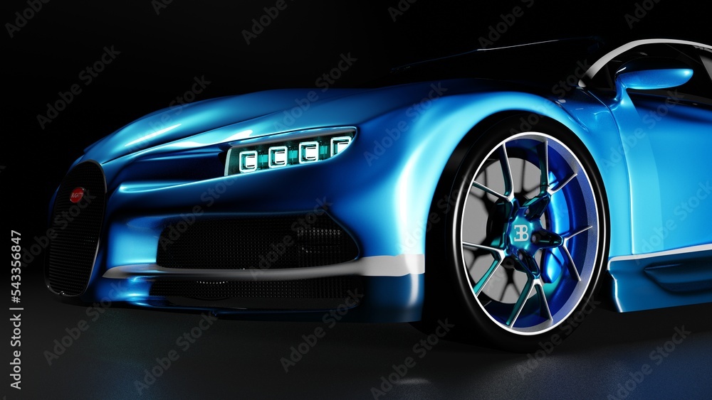 headlights Blue Bugatti Chiron Super car, Luxury Automotive Sport car