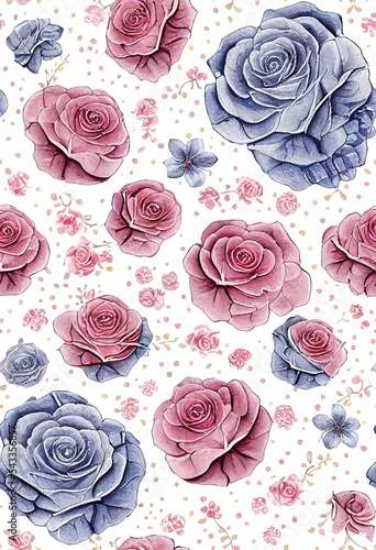 Wallpaper Mural multi flowers motif ornament Seamless pattern with watercolor flowers roses, repeat floral texture, vintage background hand drawing. Perfectly for wrapping paper, wallpaper fabric print Torontodigital.ca