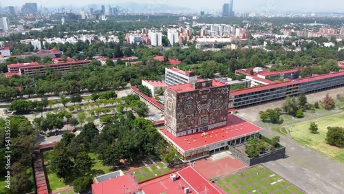 Central library view from over rectory tower in University City, UNAM Mexico City photo