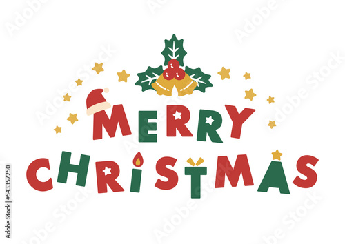 メリークリスマス　クリスマスのポップなロゴ／PNG