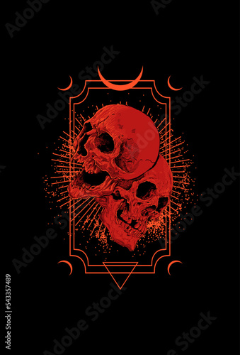 Skull with frame vector illustration