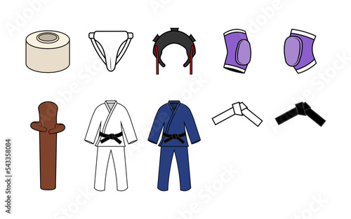 Judo pictograms set vector illustration.