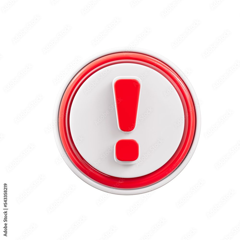 Exclamatory button 3d icon isolated cutout Exclamatory button 3d icon isolated cutout