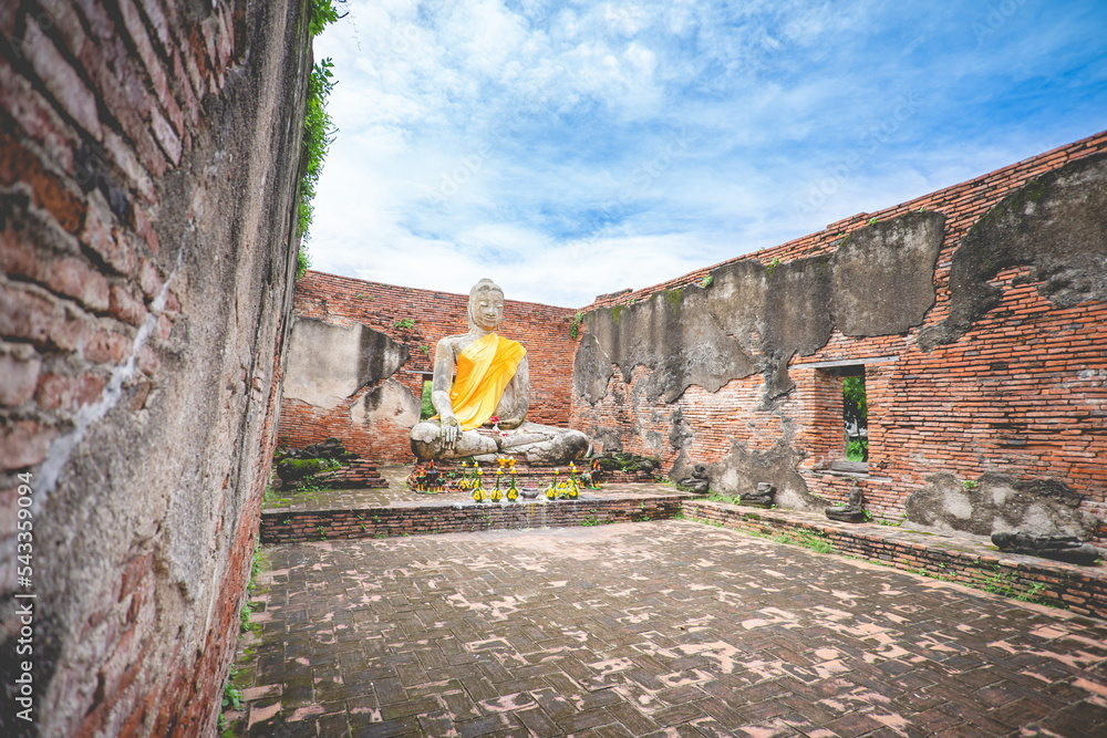 Beautiful scenery in Wat Lokayasutharam, Ayutthaya, Thailand.