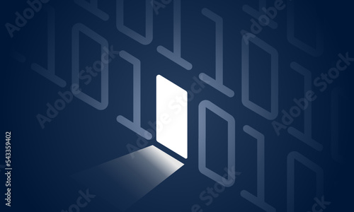 Security breach, system hacked. Digital security with binary code background. Vector illustration.