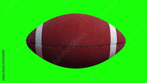 American football  Rotating in Motion on Green Screen. Looped American football  3d Animation