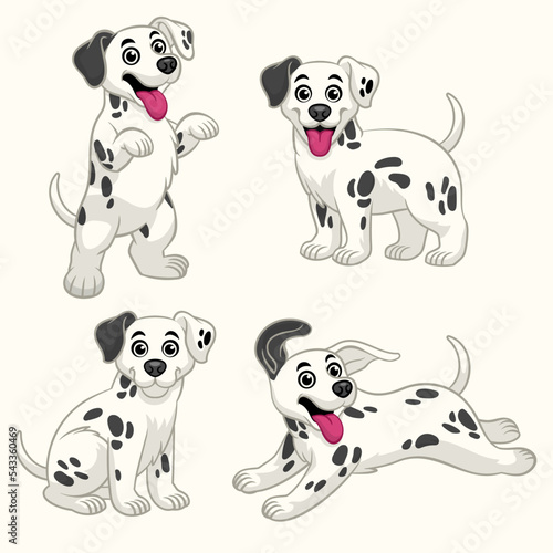 set cartoon of Dalmatian puppy in various pose