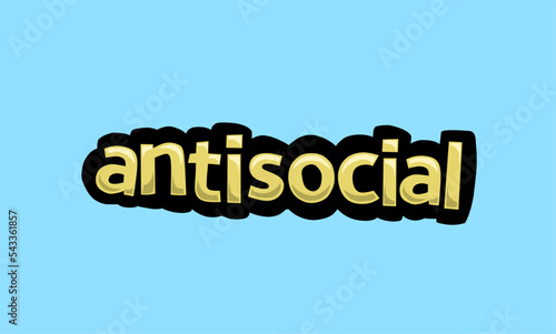 antisocial writing vector design on a blue background