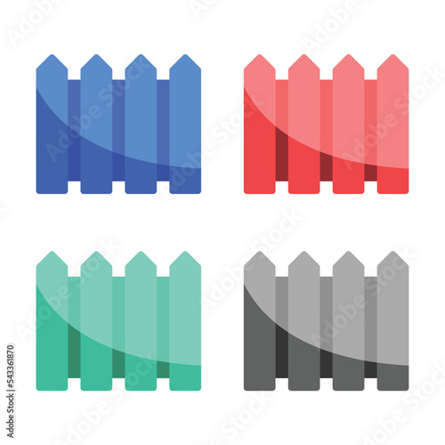 Striped roadblock icon, Road barrier icon, crowd control barricades, rope stanchion vector illustrations, Fence flat line icons, Wood fencing, metal profiled sheet, wire mesh icons in multiple colors