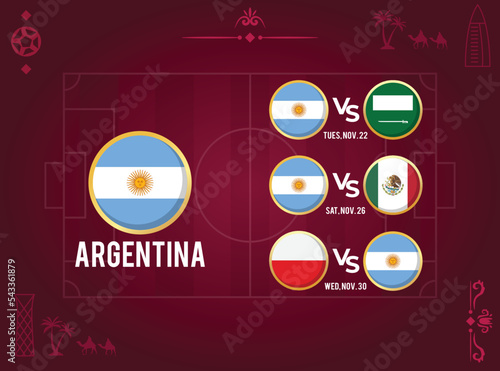 All Match Schedules of World Championship for Argentina Soccer Team with Time and Date