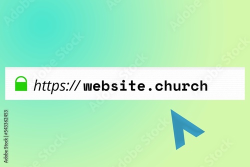 church Domain-Endung: Website-URL mit der Top Level Domain church in der Adresszeile eines Browsers photo