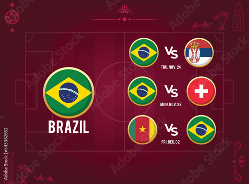 All Match Schedules of World Championship for Brazil Soccer Team with Time and Date